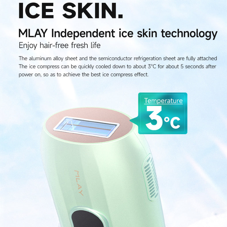 MLAY T15 Home Gunakan peranti IPL Laser Hair Removal dengan Sistem Penyejukan Ais untuk Wanita dan Lelaki